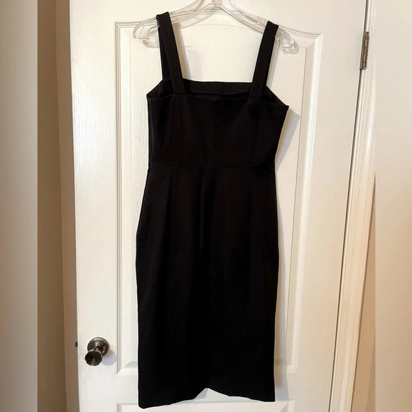 Banana Republic Black Midi Dress Stretch Jumper Straps Size 8 Classy Whimsygoth - Picture 2 of 6